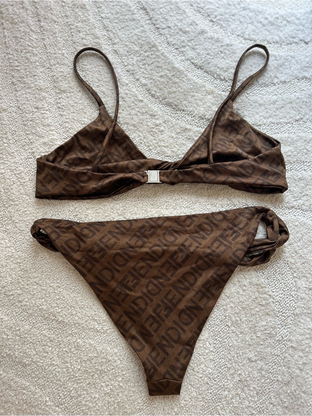Fendi Brown Logo Bikini Set with Monogram Print